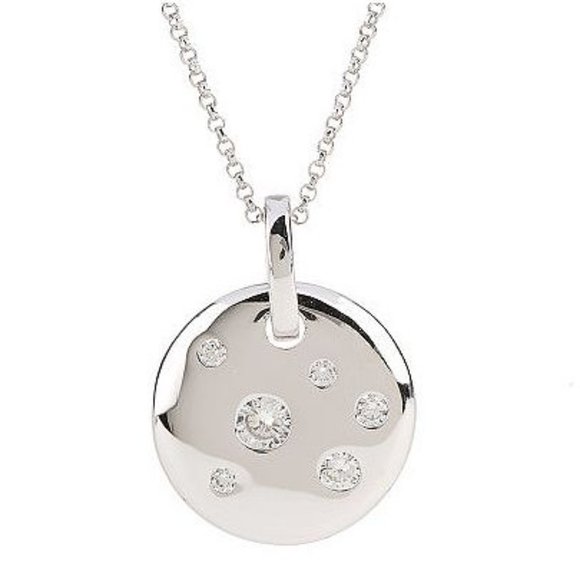 Diamonique Jewelry - QVC Epiphany Platinum Clad Diamonique Scattered Stone Pendant w/Chain  0358
